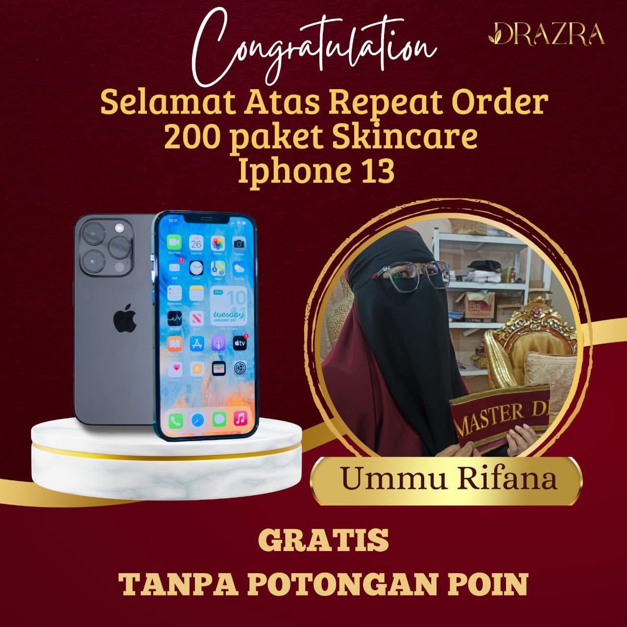 Reward iPhone repeat order 200 paket skincare